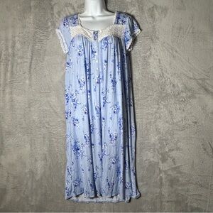 Eileen West Nightgown Womens Small Floral Cottage‎ Lace Silky Stretch Sleepwear